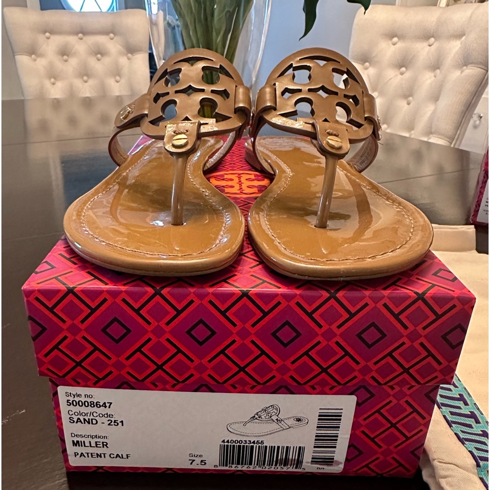 Tory Burch miller sandal sz 7.5 patent leather.